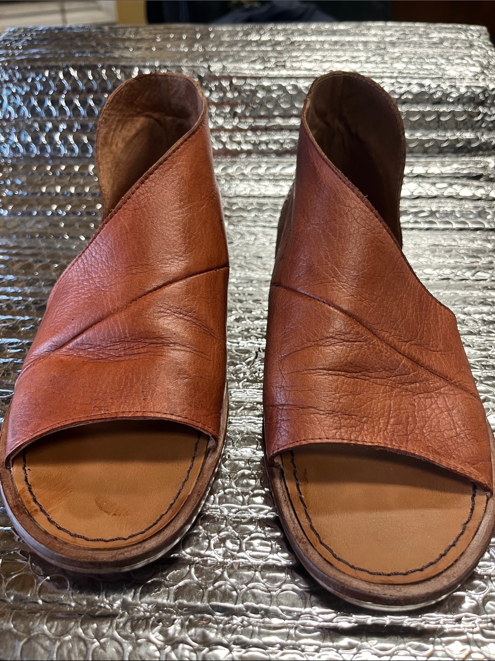 Free People Brown Leather Open-Toe Wrap Sandals